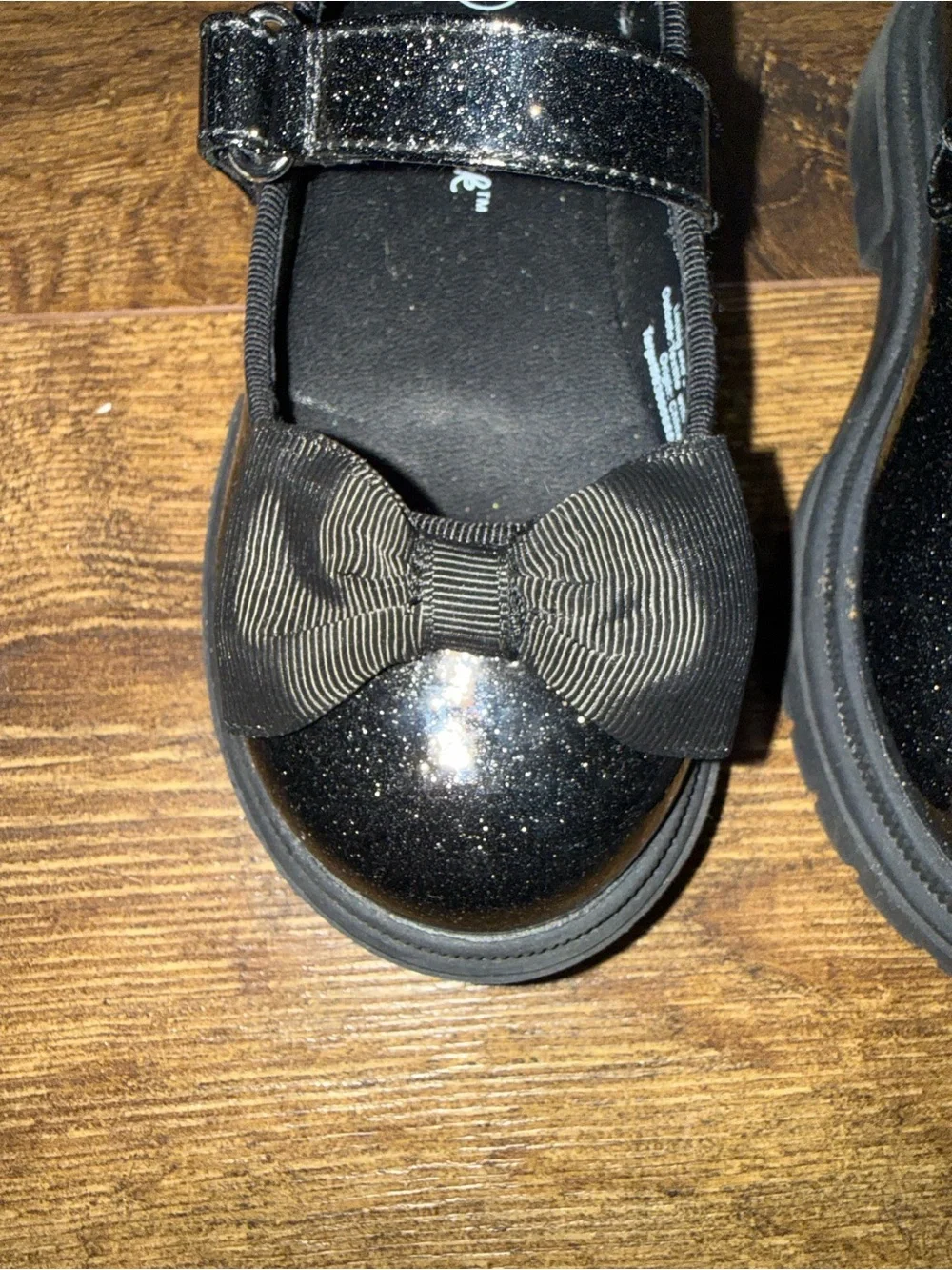 Cat & Jack Black Glitter Bow Mary Jane Flats